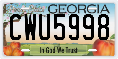 GA license plate CWU5998