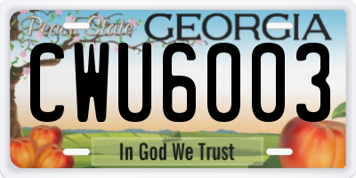 GA license plate CWU6003