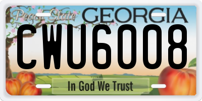 GA license plate CWU6008