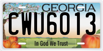 GA license plate CWU6013