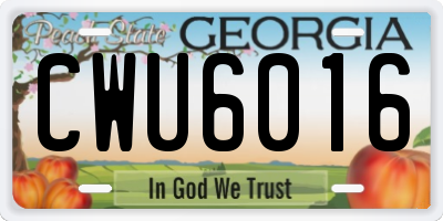 GA license plate CWU6016