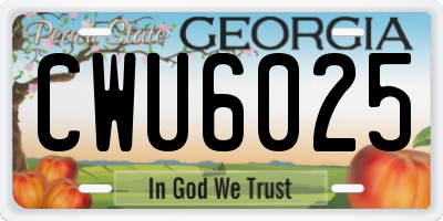 GA license plate CWU6025