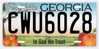 GA license plate CWU6028