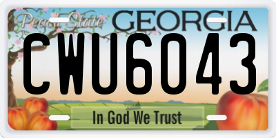 GA license plate CWU6043