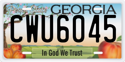 GA license plate CWU6045