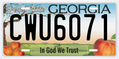GA license plate CWU6071