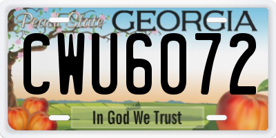 GA license plate CWU6072