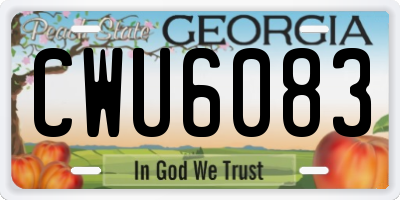 GA license plate CWU6083