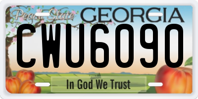 GA license plate CWU6090