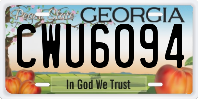 GA license plate CWU6094