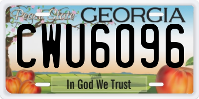 GA license plate CWU6096