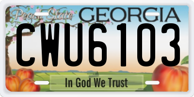 GA license plate CWU6103