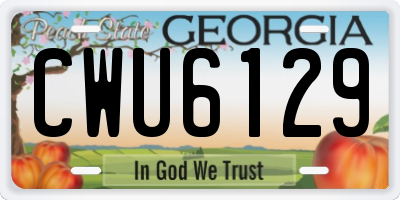GA license plate CWU6129