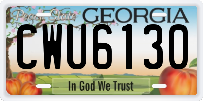 GA license plate CWU6130