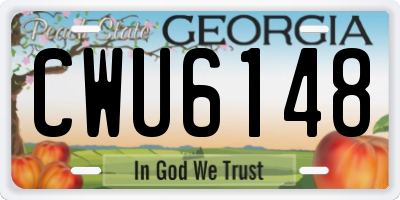 GA license plate CWU6148