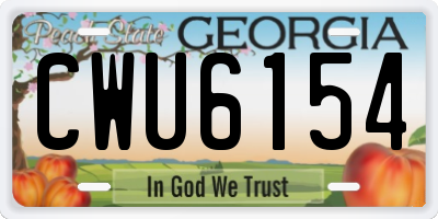 GA license plate CWU6154