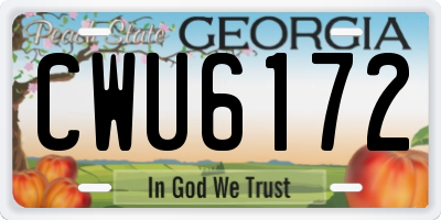 GA license plate CWU6172
