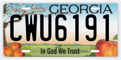 GA license plate CWU6191