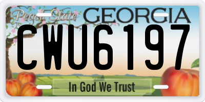 GA license plate CWU6197