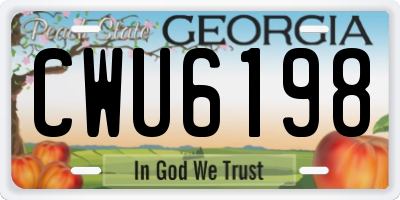 GA license plate CWU6198