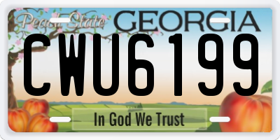 GA license plate CWU6199