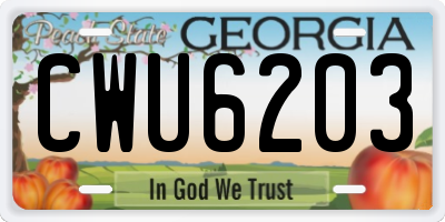 GA license plate CWU6203