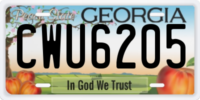 GA license plate CWU6205