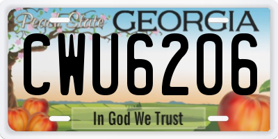 GA license plate CWU6206