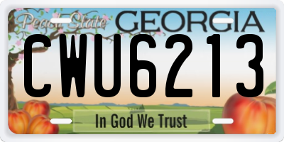 GA license plate CWU6213