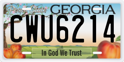 GA license plate CWU6214