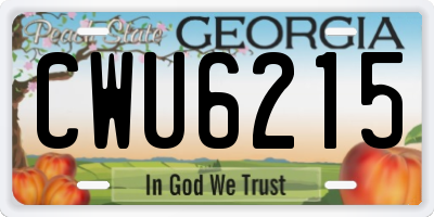 GA license plate CWU6215