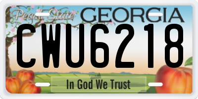 GA license plate CWU6218