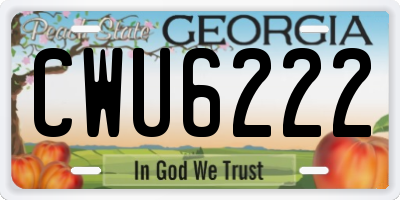 GA license plate CWU6222