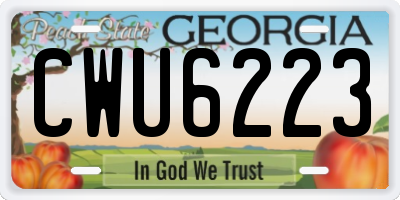 GA license plate CWU6223