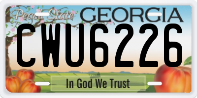 GA license plate CWU6226