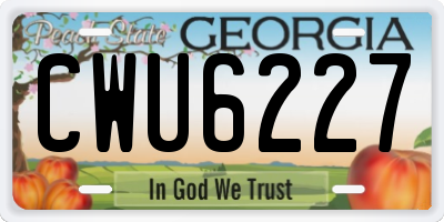 GA license plate CWU6227