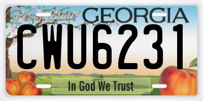 GA license plate CWU6231