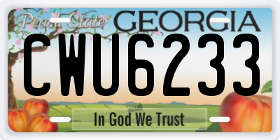 GA license plate CWU6233
