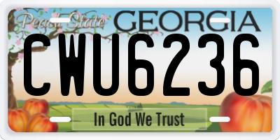 GA license plate CWU6236