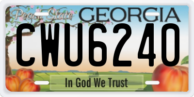 GA license plate CWU6240