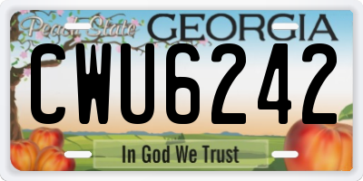 GA license plate CWU6242