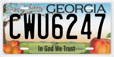 GA license plate CWU6247