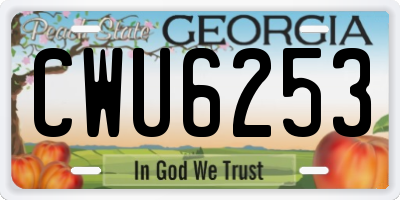 GA license plate CWU6253