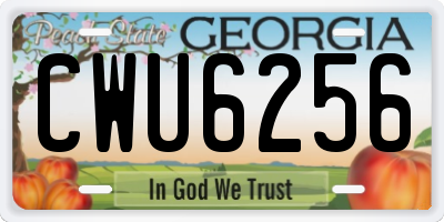 GA license plate CWU6256
