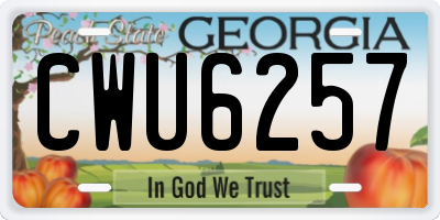 GA license plate CWU6257