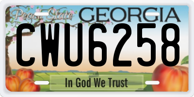 GA license plate CWU6258