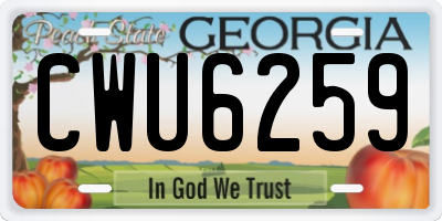 GA license plate CWU6259