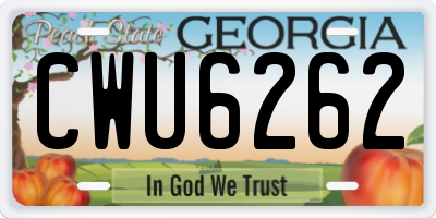 GA license plate CWU6262