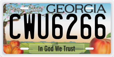 GA license plate CWU6266