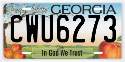 GA license plate CWU6273